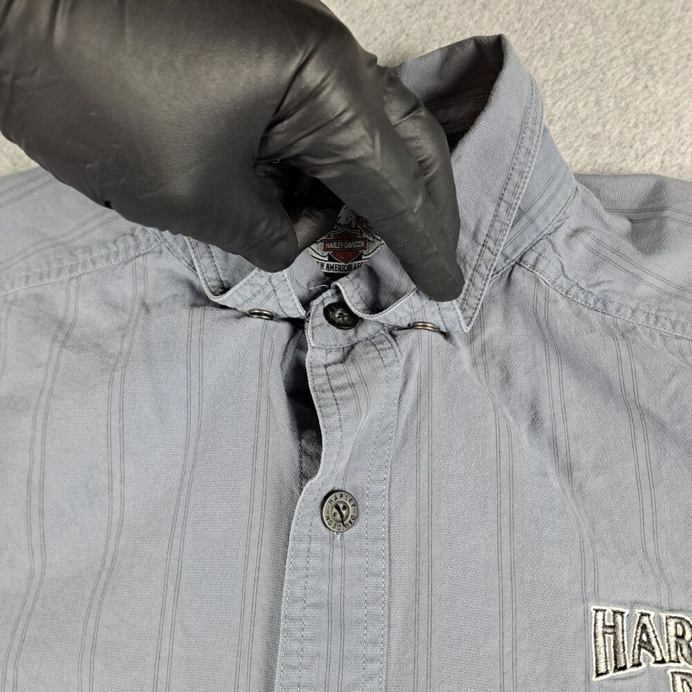 Vintage Harley-Davidson Work Shirt Mens XL Button Up Snap Collar Embroidered Y2K - Picture 8 of 13